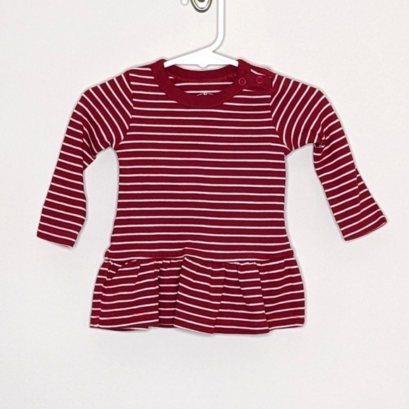 Hanna Andersson Moon and Back Red White Stripe Organic Cotton Dress 6m - Picture 1 of 5